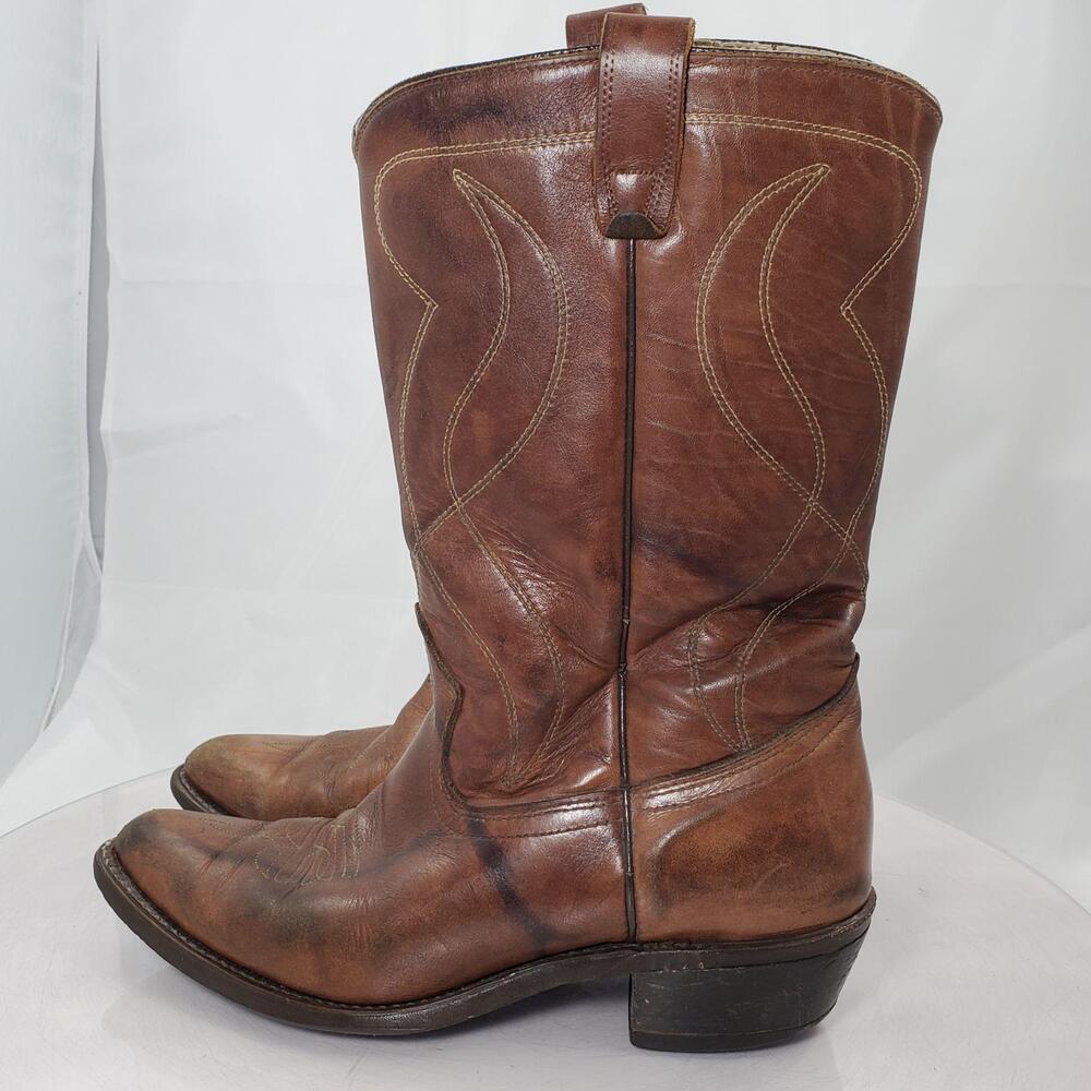 Vintage Texas Boot Co Western Boots Men 10 EE Brown Leather Cowboy boots